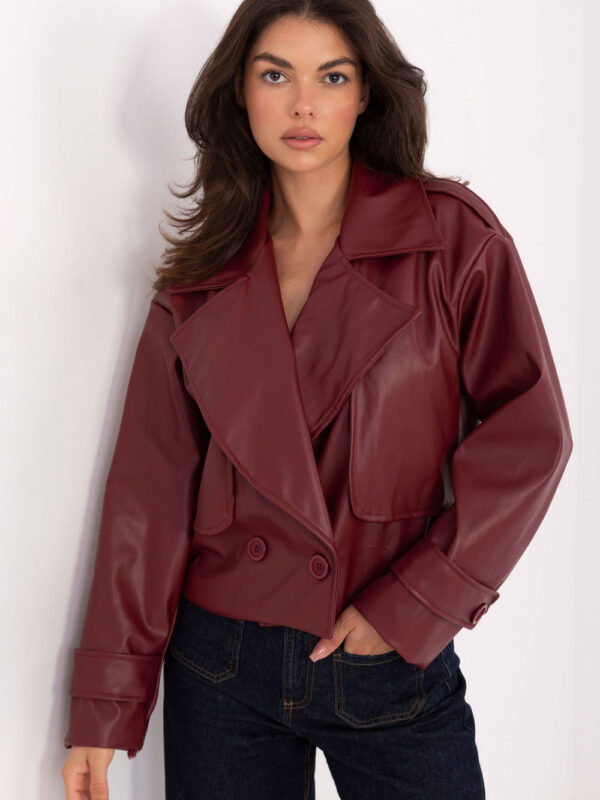 Płaszcz Damski Model IT-KR-FL9558.60 Bordo - Rue Paris