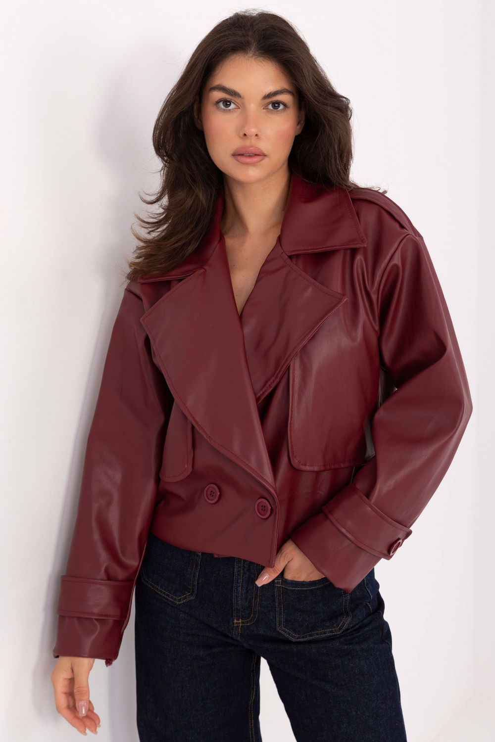 Płaszcz Damski Model IT-KR-FL9558.60 Bordo - Rue Paris