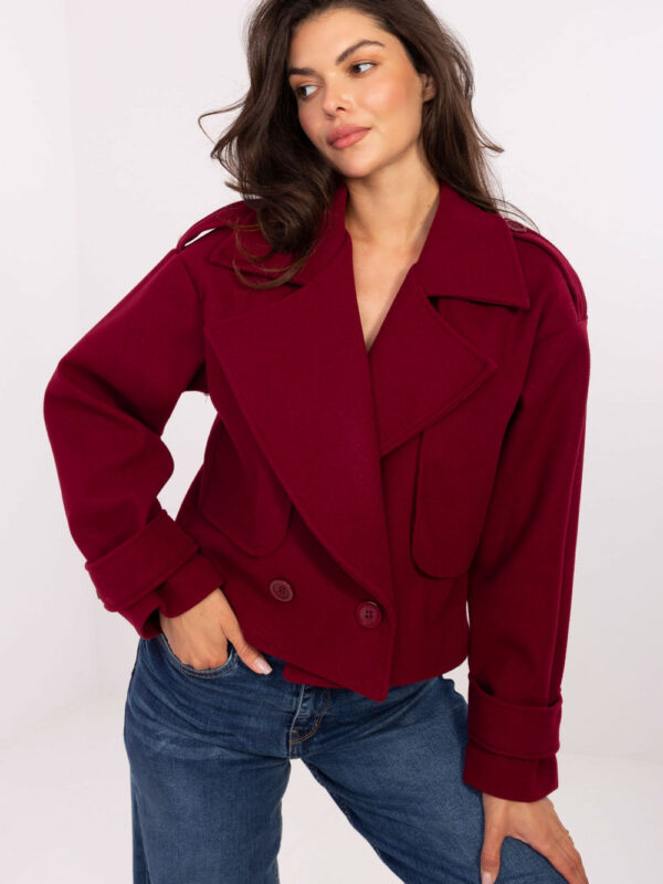 Płaszcz Damski Model IT-KR-A9558.62 Bordo - Rue Paris