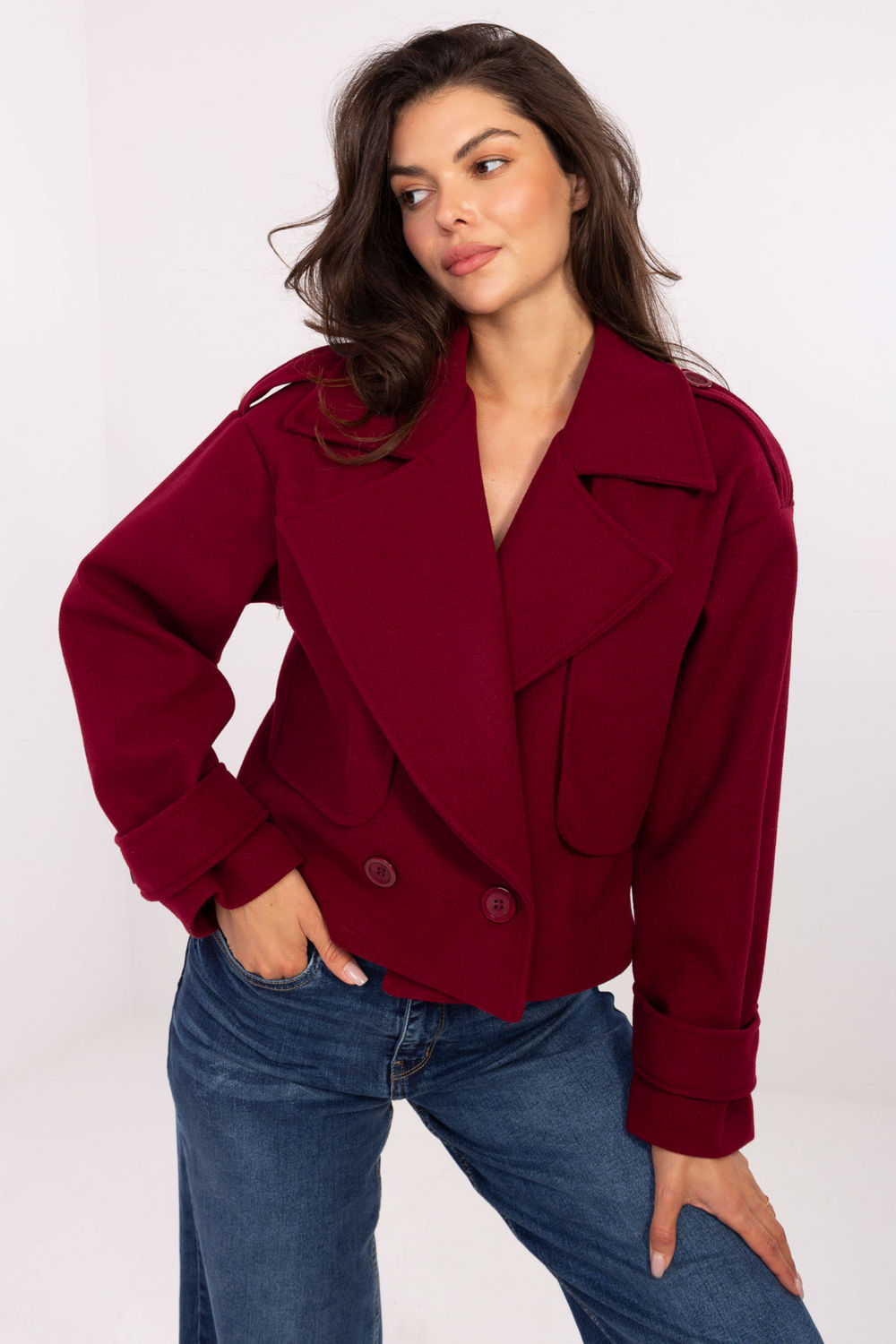 Płaszcz Damski Model IT-KR-A9558.62 Bordo - Rue Paris