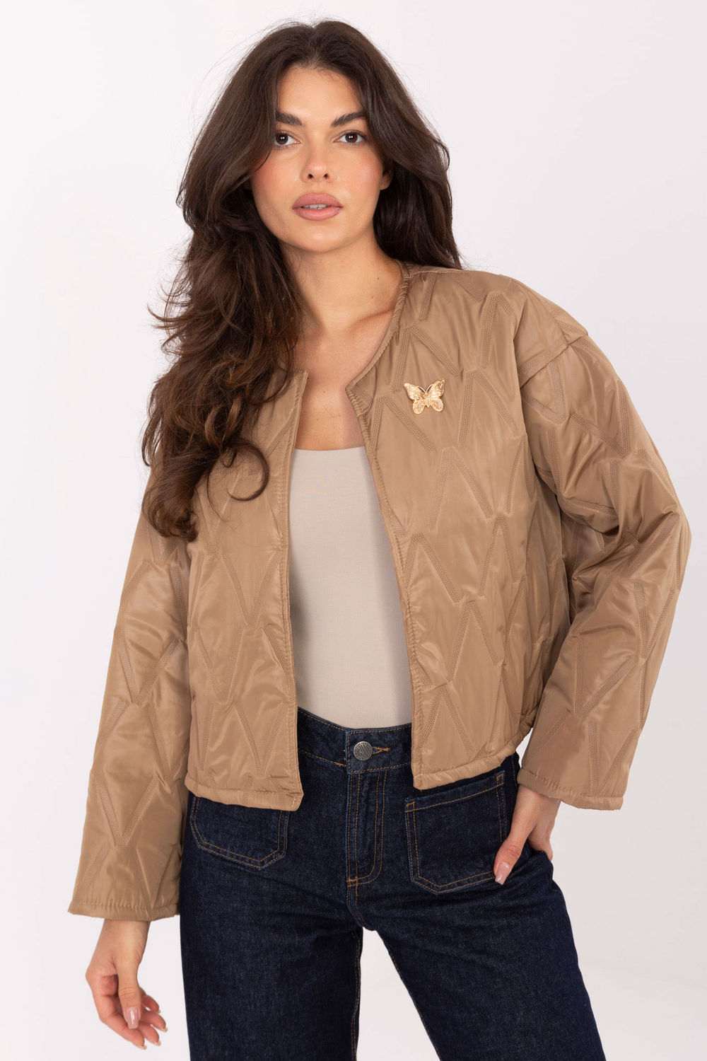 Kurtka Damska Model IT-KR-FL8357.82 Camel - Rue Paris