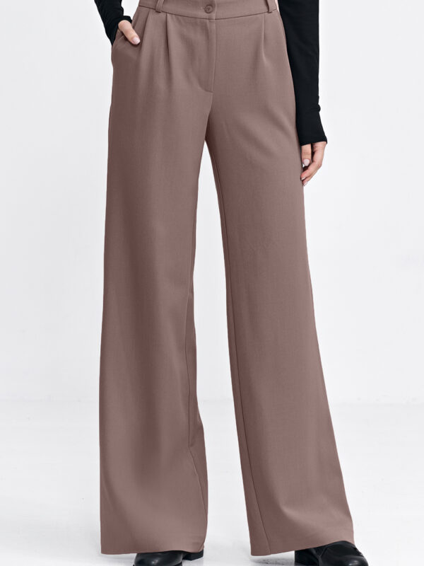 Spodnie z zakładkami wide leg SD127 Mocca - Nife