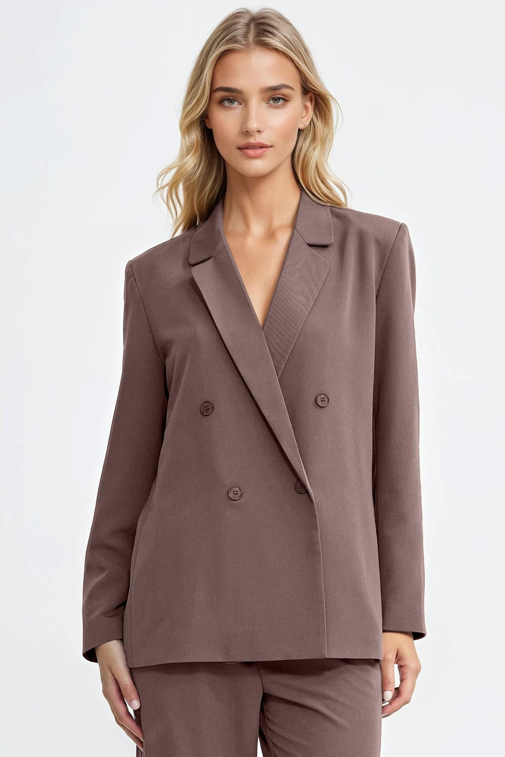 Marynarka oversize dwurzędowa Z88 Mocca - Nife