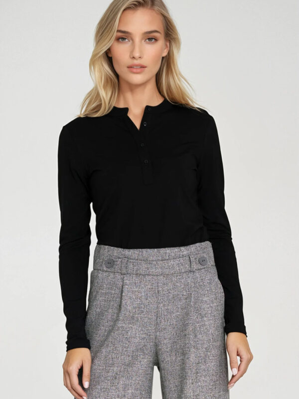 Bluzka polo ze stójką B195 Black - Nife