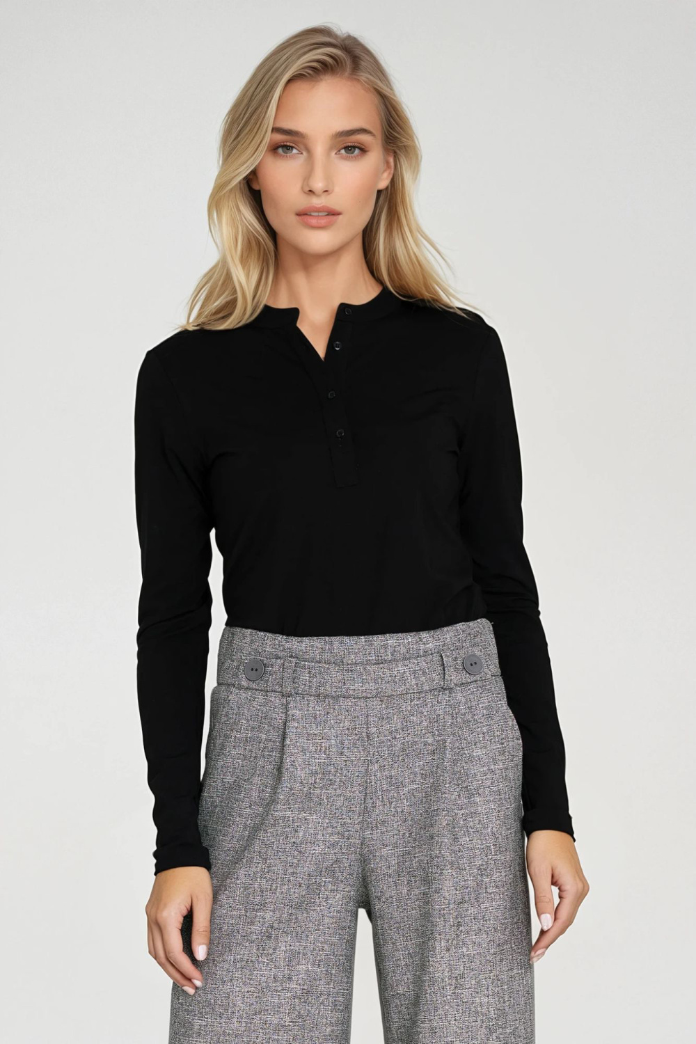 Bluzka polo ze stójką B195 Black - Nife