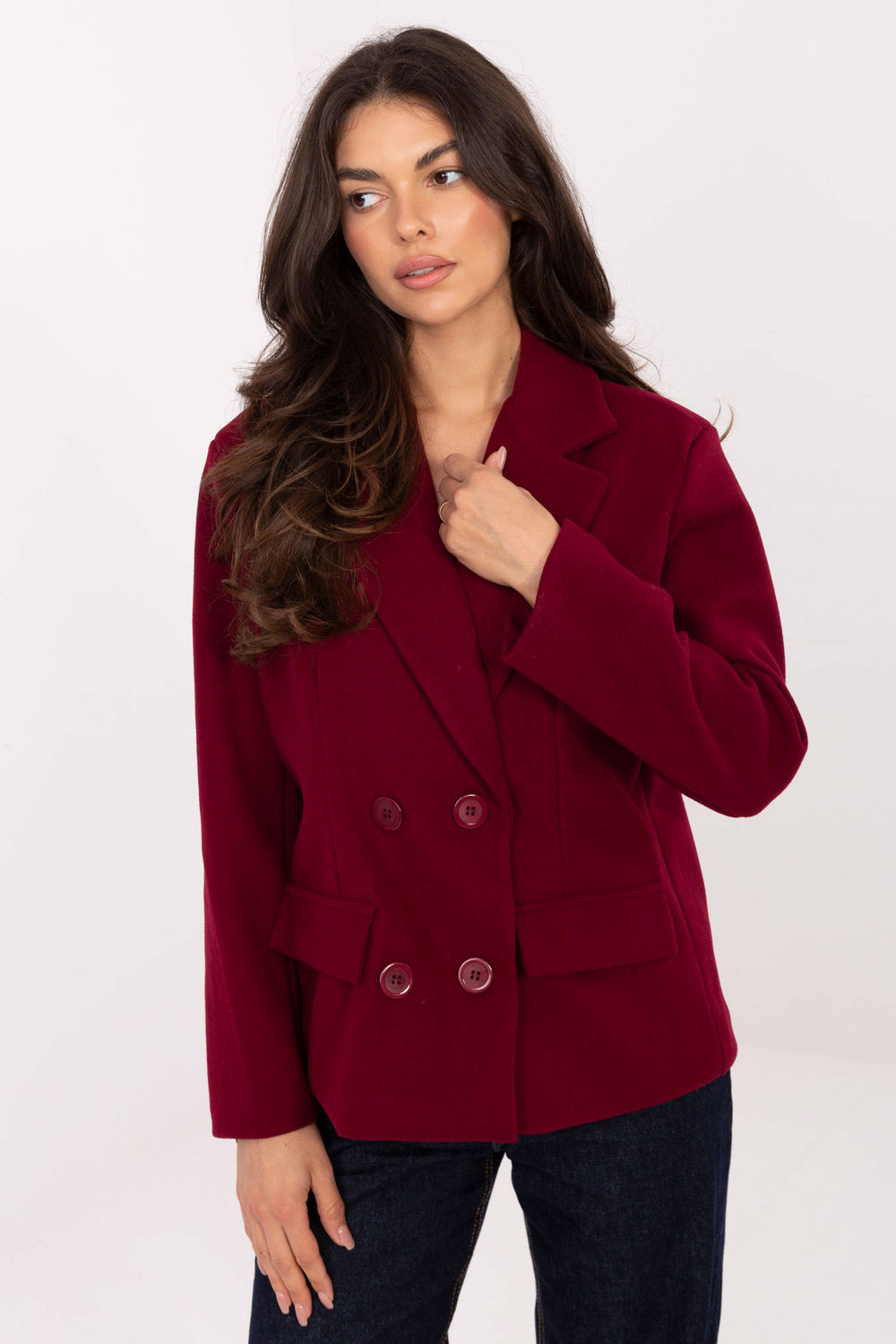 Płaszcz Damski Model IT-KR-FL9559.02P Bordo - Rue Paris