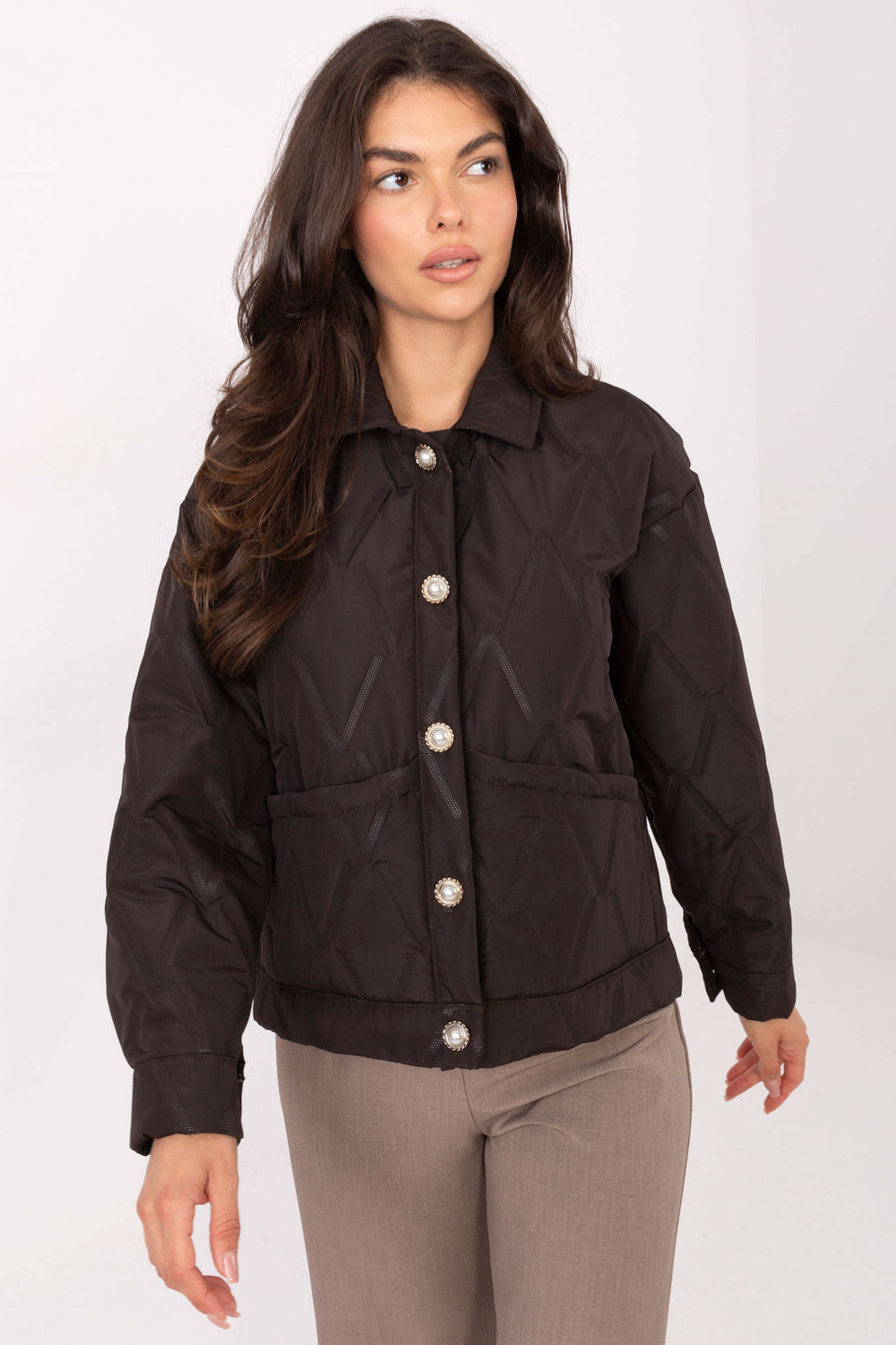 Kurtka Damska Model IT-KR-FL9626.77 Dark Brown - Rue Paris