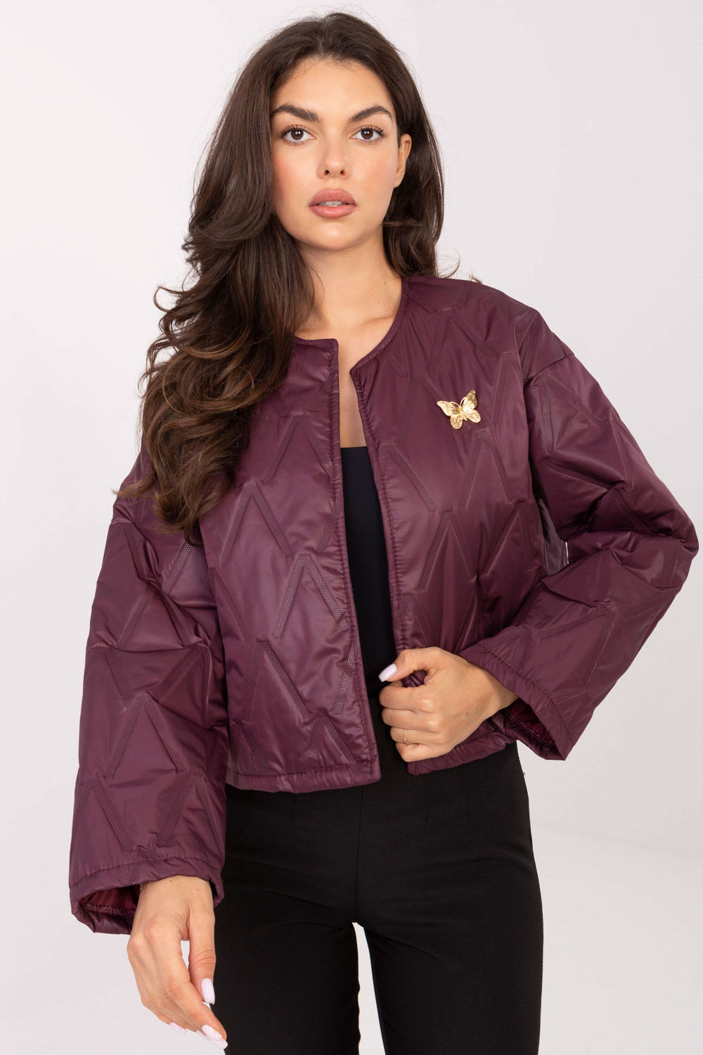 Kurtka Damski Model IT-KR-FL8357.82 Bordo - Rue Paris