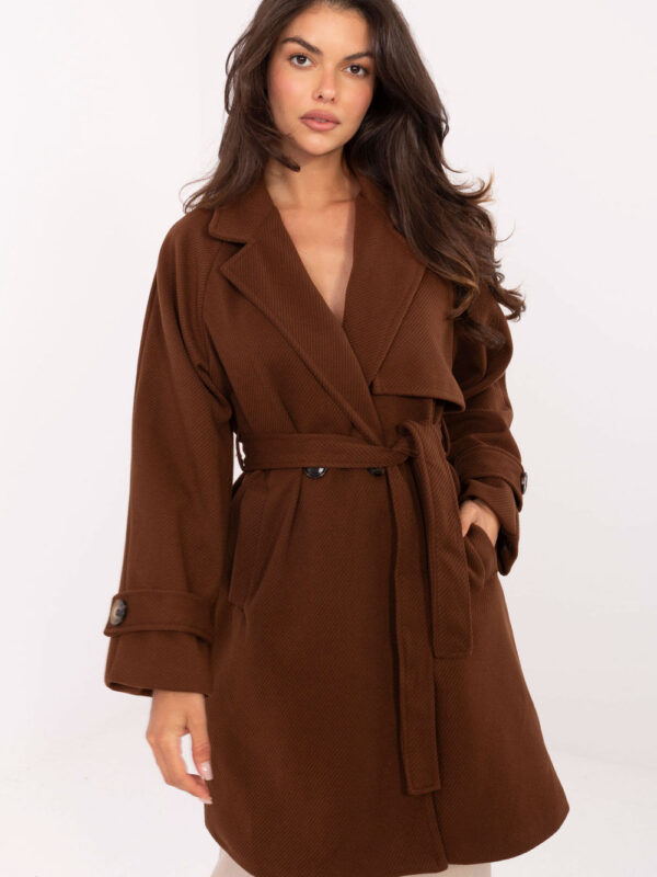 Płaszcz Damski Model IT-PL-A9589.58 Brown - Rue Paris