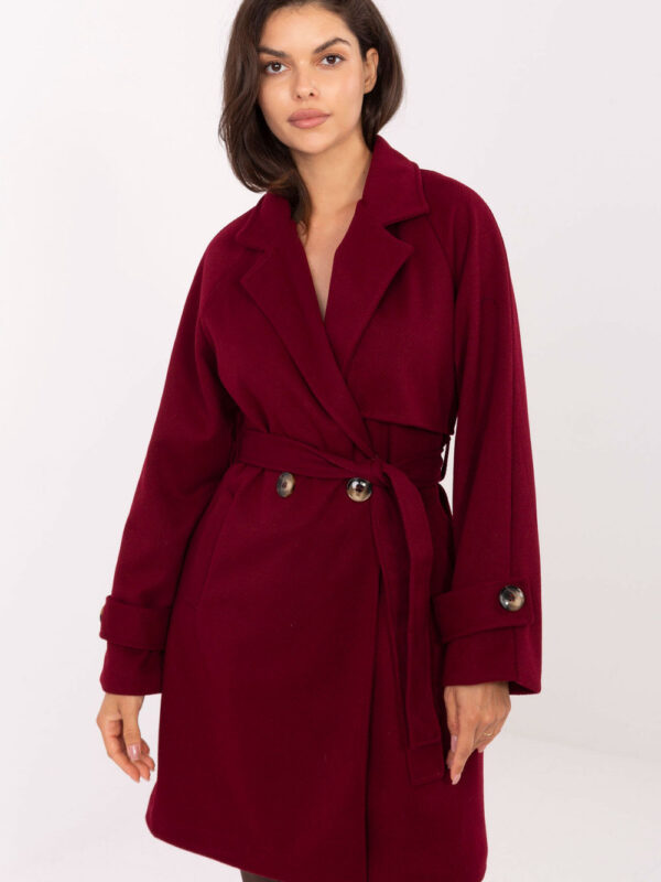 Płaszcz Damski Model IT-PL-A9589.58 Bordo - Rue Paris