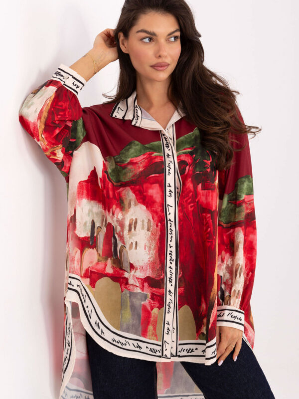 Koszula Damska Model IT-KS-18729.12 Bordo - Rue Paris
