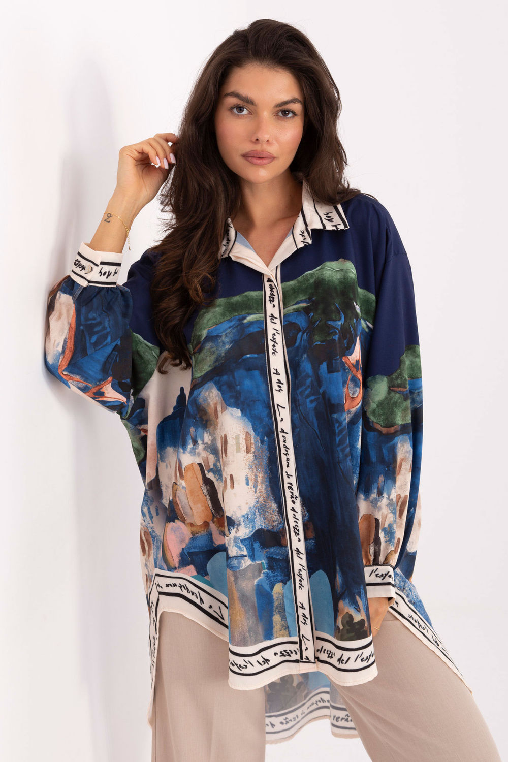 Koszula Damska Model IT-KS-18729.12 Navy - Rue Paris