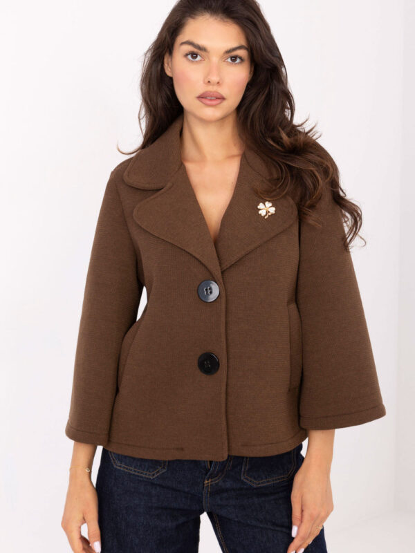 Płaszcz Damski Model IT-KR-FL8159.24 Brown - Rue Paris