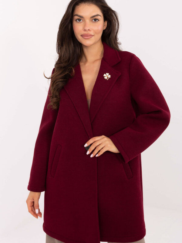 Płaszcz Damski Model IT-PL-FL8153.60 Bordo - Rue Paris