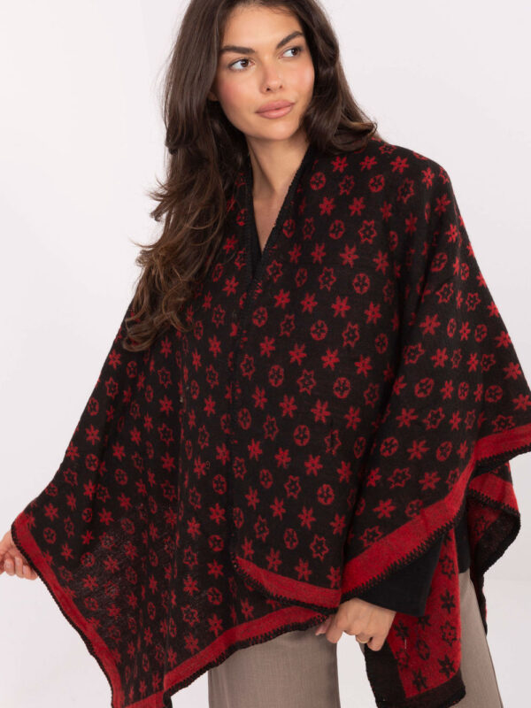 Sweter Ponczo Model AT-PN-7661.89 Black/Red - Factory Price