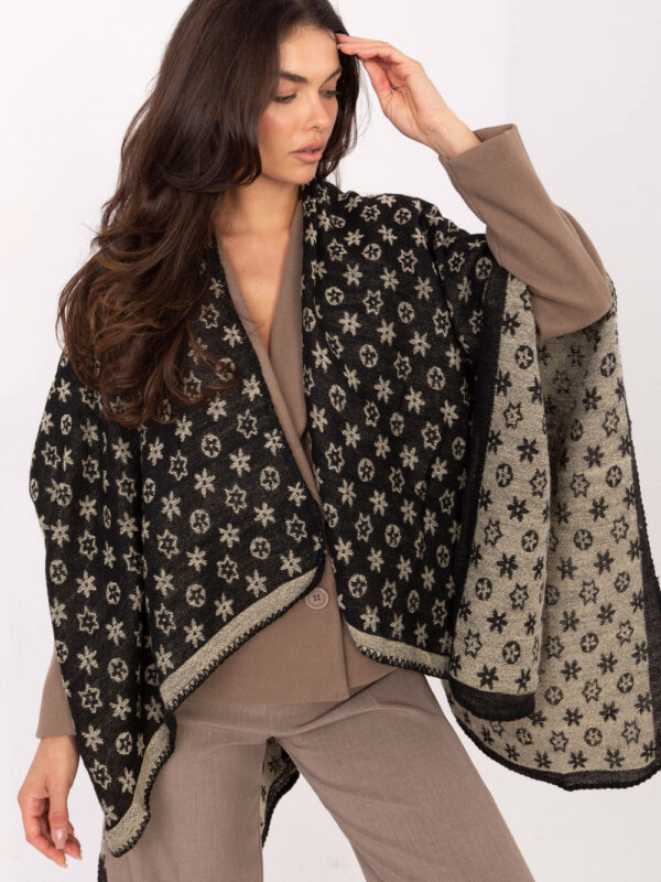 Sweter Poncho Model AT-PN-7661.89 Black/Beige - Factory Price