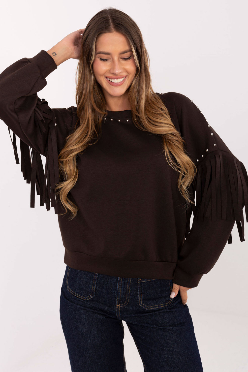 Bluza Damska Model IT-BL-21731.85 Dark Brown - Rue Paris