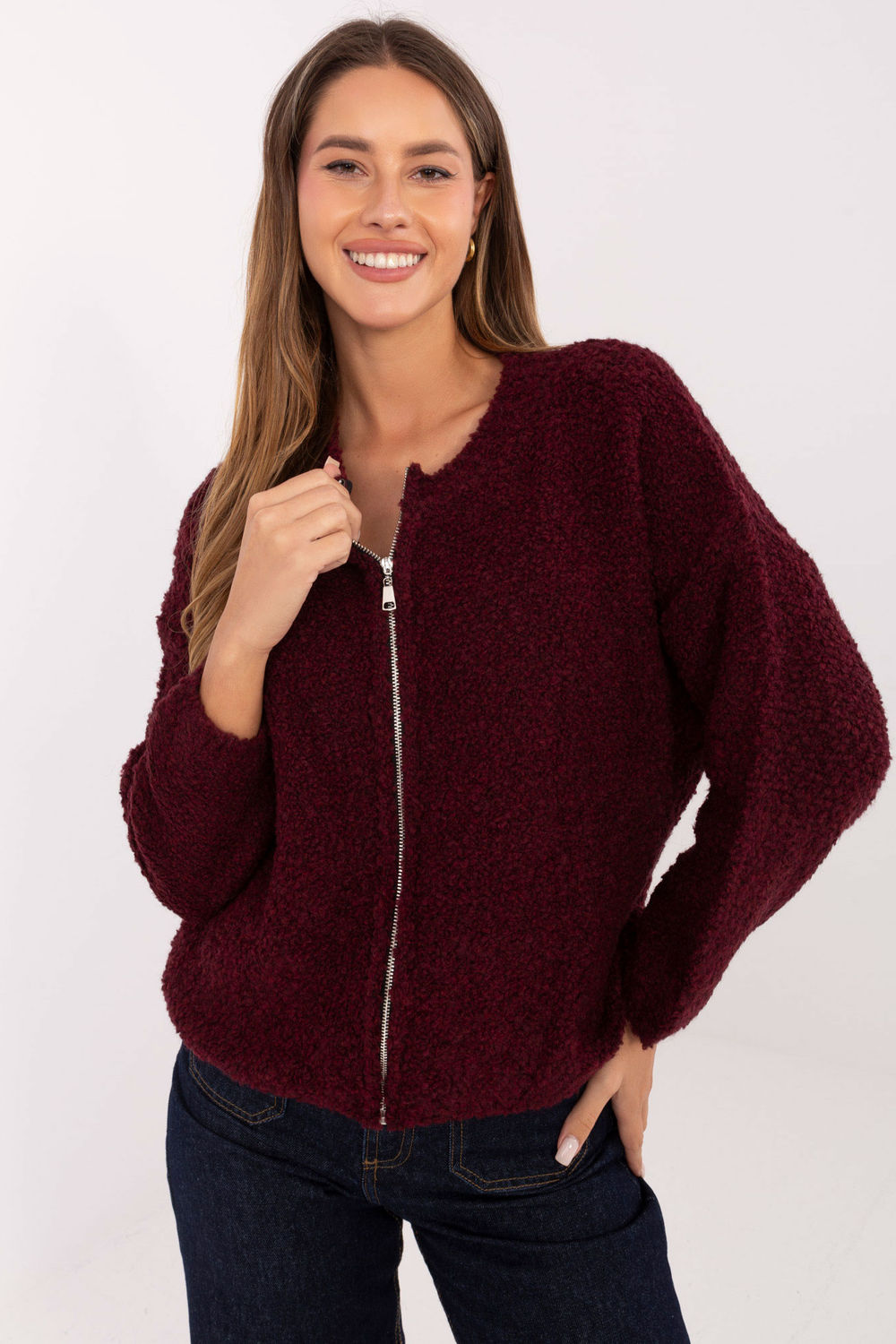 Sweter Damski Model MI-SW-3WB219.21 Bordo - Rue Paris