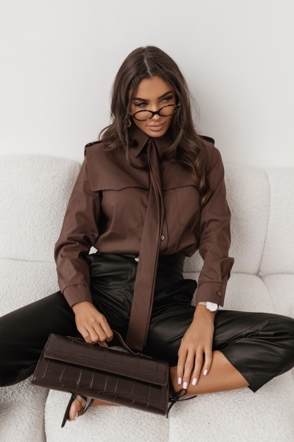Koszula Damska Model Milo 404899487 Brown - LaBalancia