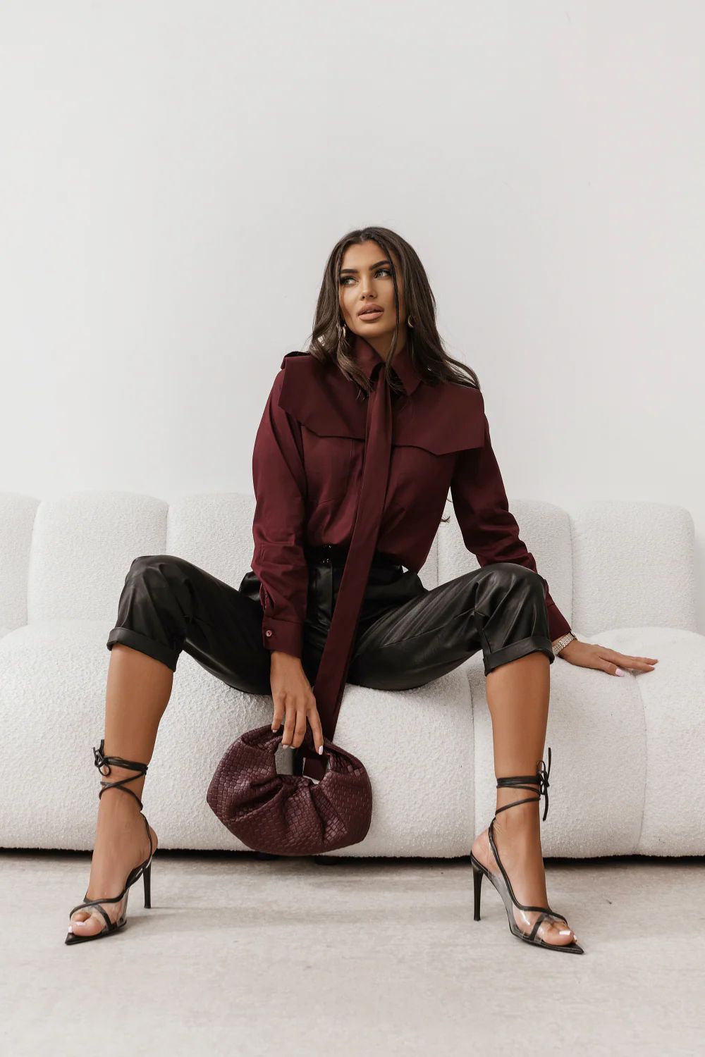 Koszula Damska Model Milo 404900357 Bordo - LaBalancia