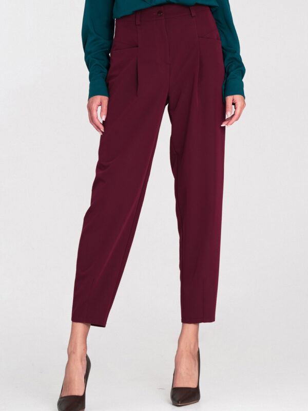Spodnie baggy z wyskoim stanem SD120 Bordo - Nife