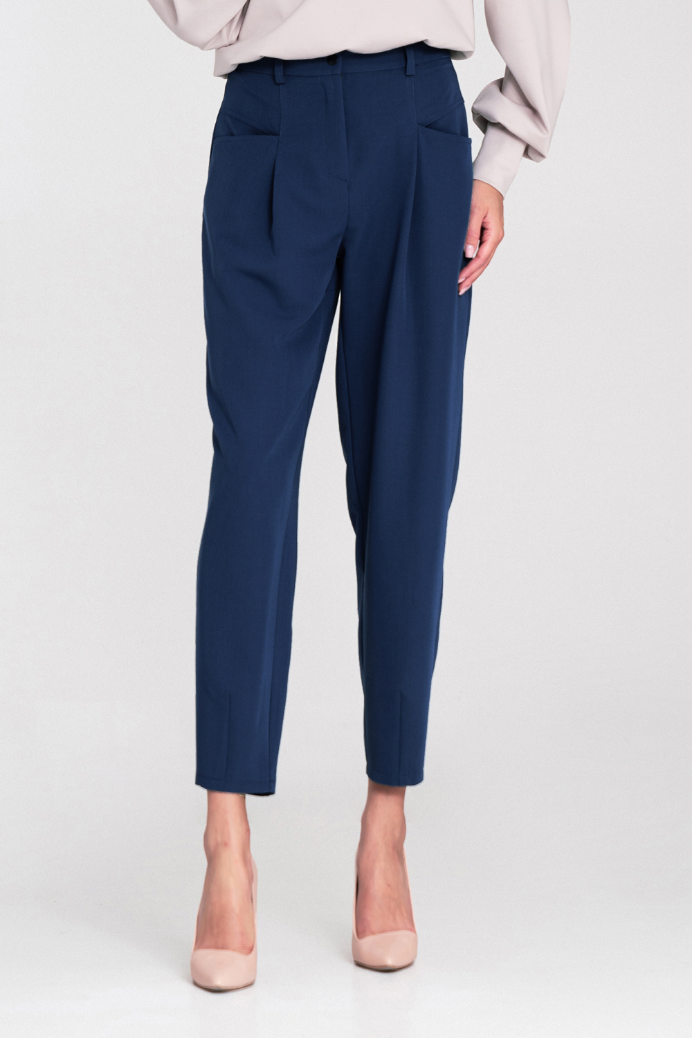 Spodnie baggy z wysokim stanem SD120 Cobalt - Nife