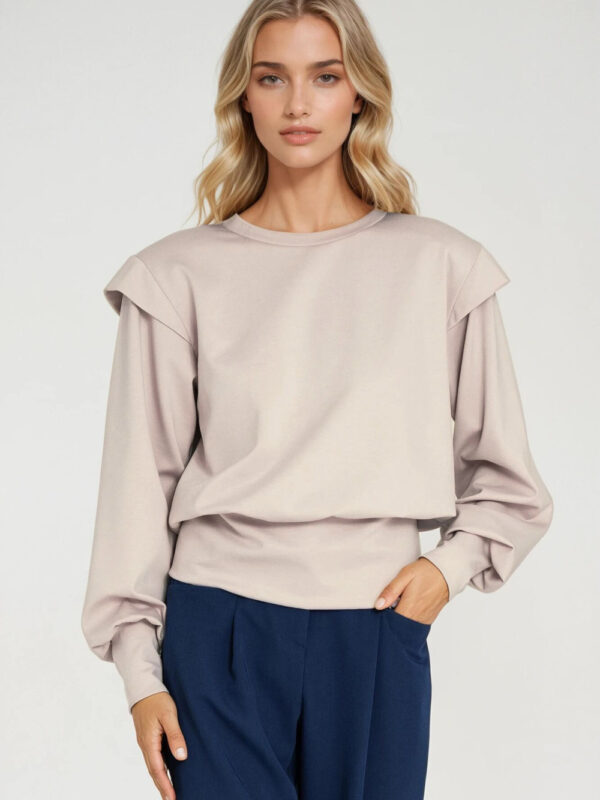 Bluza z wysokimi ściągaczami BL10 Beige - Nife