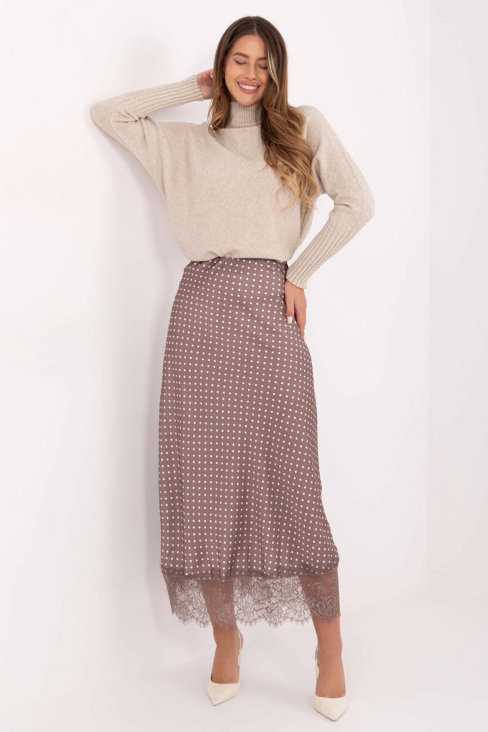 Spódnica Model MI-SD-4213.52 Dark Beige - Rue Paris