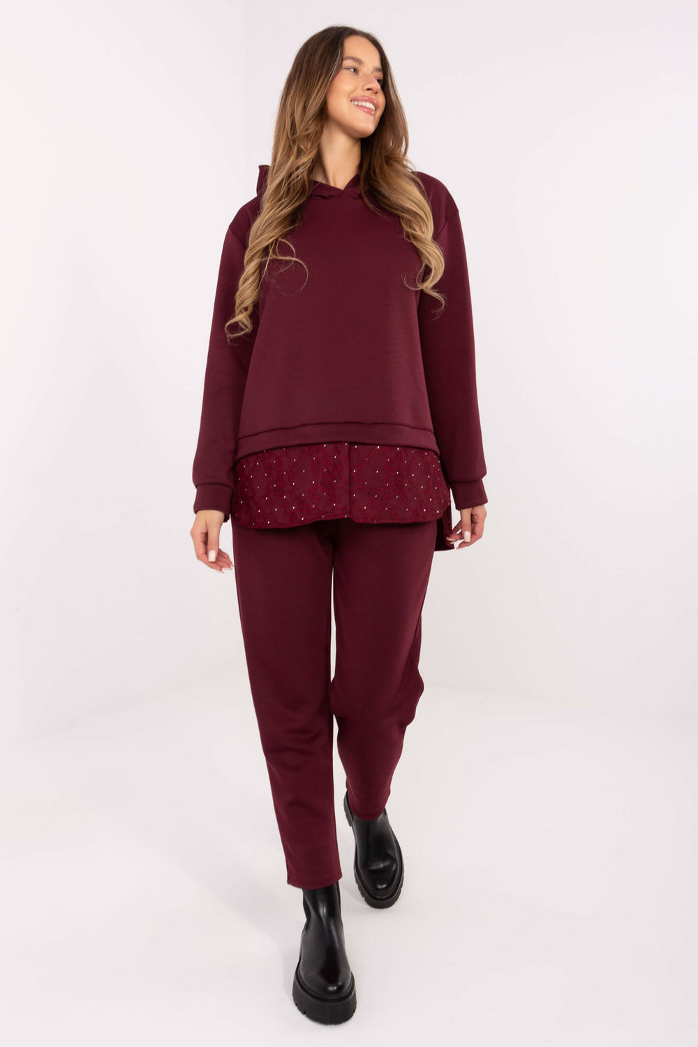 Spodnie Komplet Model IT-KMPL-9860.61 Bordo - Italy Moda