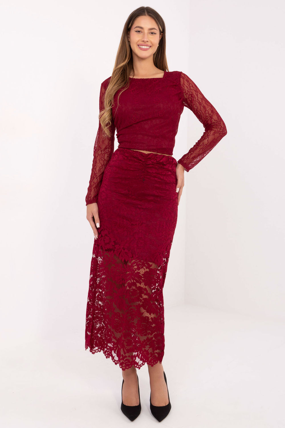Spódnica Model MI-SD-G9137.16P Bordo - Italy Moda