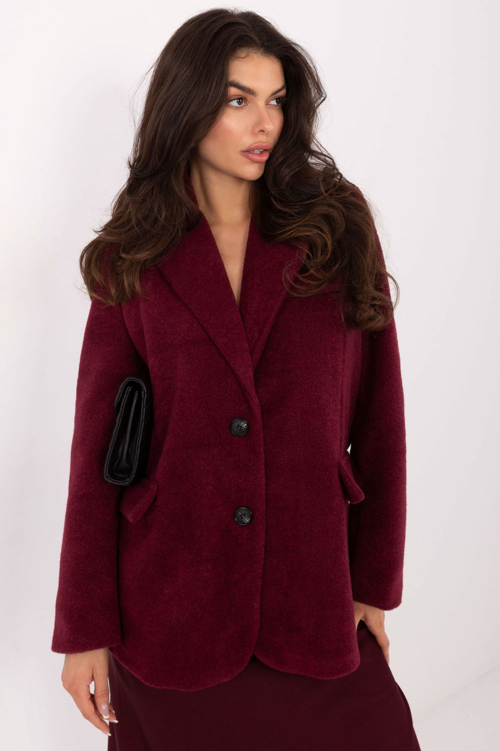Płaszcz Damski Model IT-PL-FL7696.16 Bordo - Rue Paris