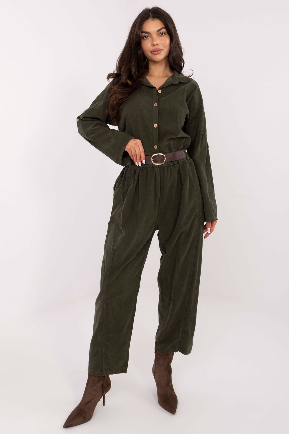 Spodnie Damskie Model IT-SP-258009.83 Khaki - Italy Moda