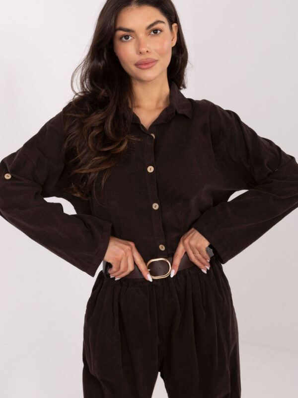 Koszula Damska Model IT-KS-22390.81 Dark Brown - Italy Moda