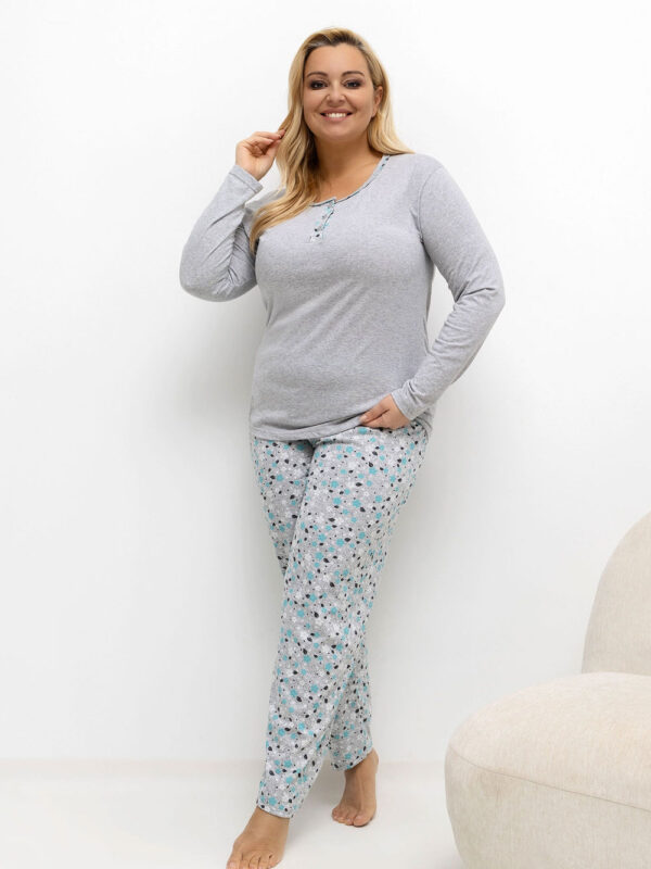 Piżama Damska Plus Size Model DU-KN-FP-502.97 Grey - Forever Pink