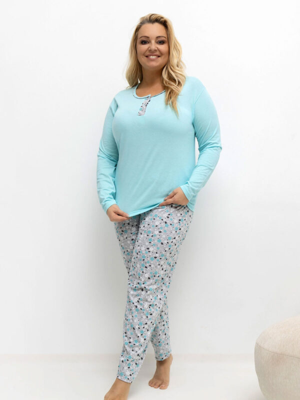 Piżama Damska Plus Size Model DU-KN-FP-502.97 Mint - Forever Pink
