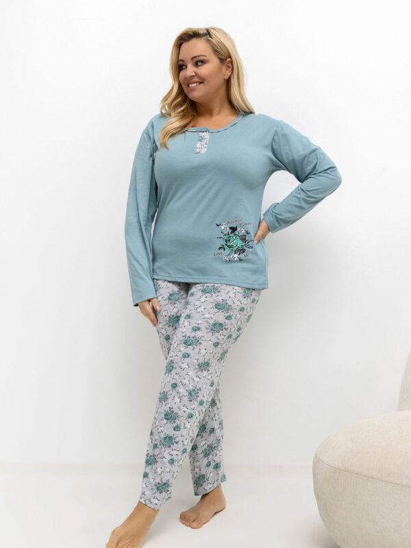 Piżama Damska Plus Size Model DU-PI-FP-506.56 Dark Mint - Forever Pink