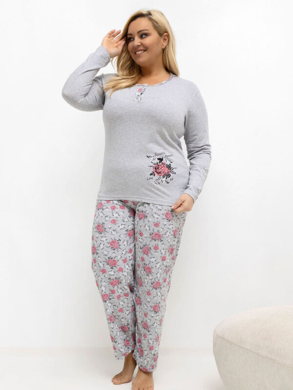 Piżama Damska Plus Size Model DU-PI-FP-503.47 Grey - Forever Pink