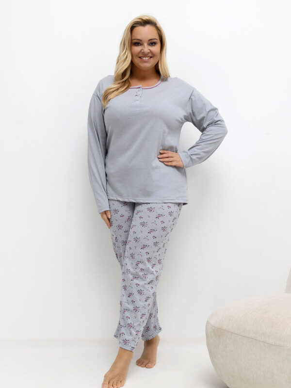 Piżama Damska Plus Size Model DU-PI-FP-501.22 Grey - Forever Pink
