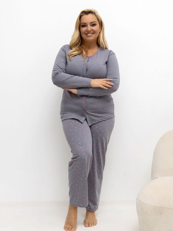 Piżama Damska Plus Size Model DU-PI-FP-505.05P Dark Grey - Forever Pink