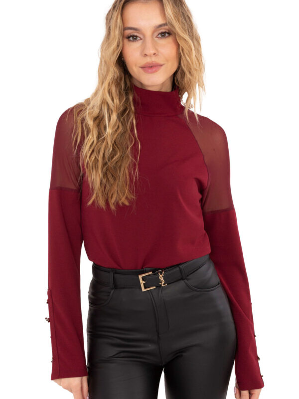 Bluzka Model MI-BZ-M776.13 Bordo - Rue Paris
