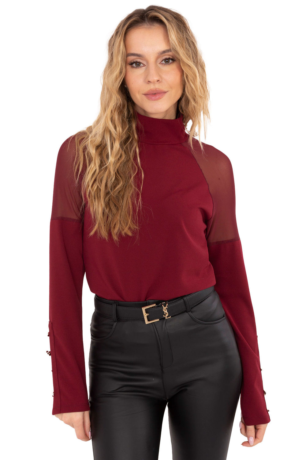 Bluzka Model MI-BZ-M776.13 Bordo - Rue Paris