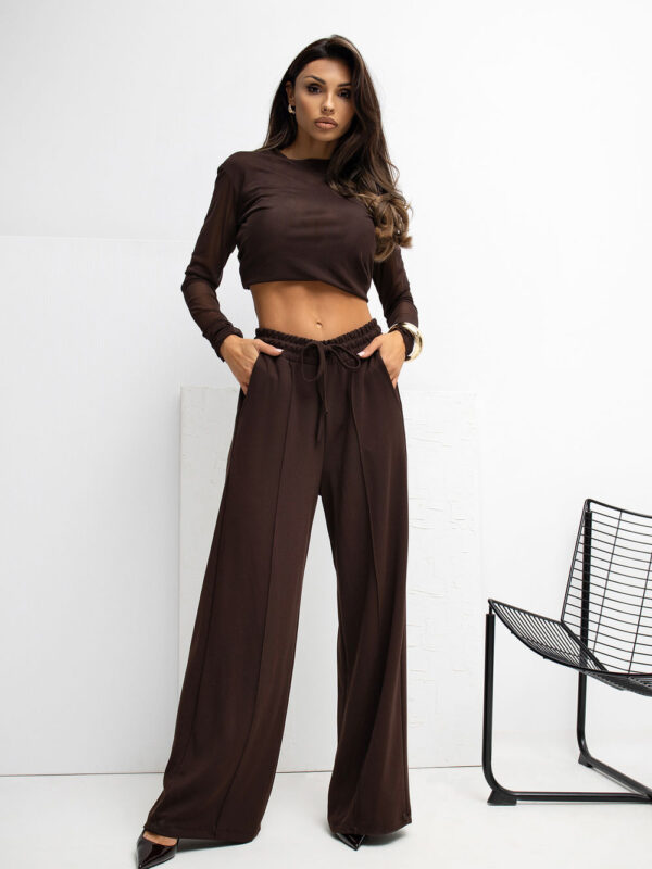 Spodnie Dresowe Model RV-DR-A1061.80 Dark Brown - Rue Paris