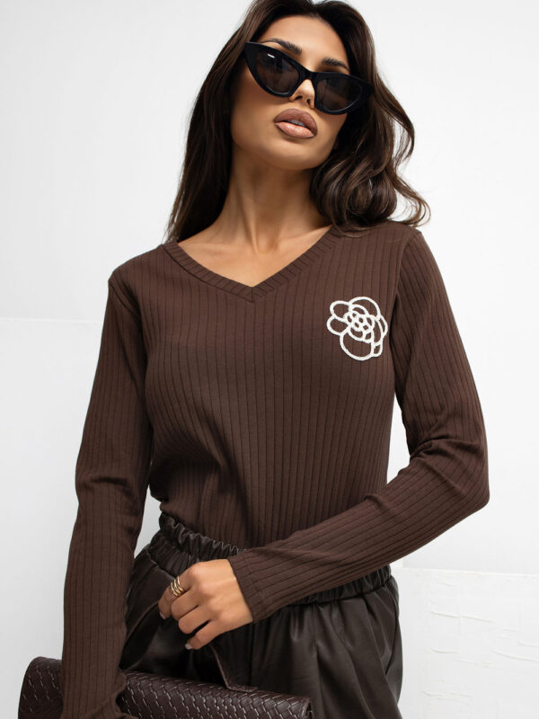Bluzka Model RV-BZ-A1057.15P Dark Brown - Rue Paris