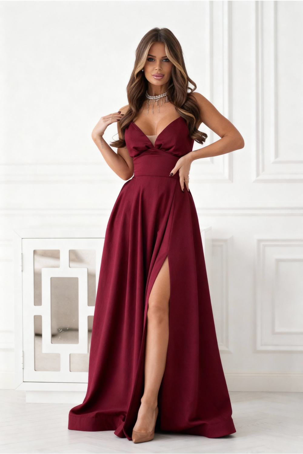 Sukienka Model 341-10-1-1 Bordo - Bicotone