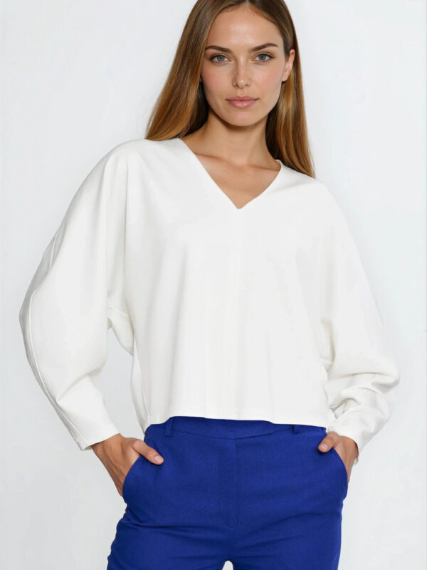 Bluzka oversize z balonowymi rękawami B214 Ecru - Nife