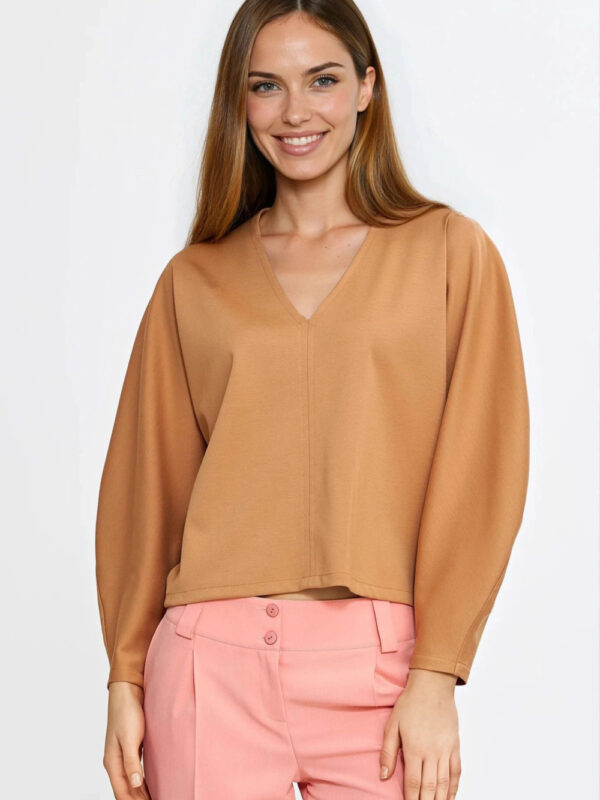 Bluzka oversize z balonowymi rękawami B214 Carmel - Nife