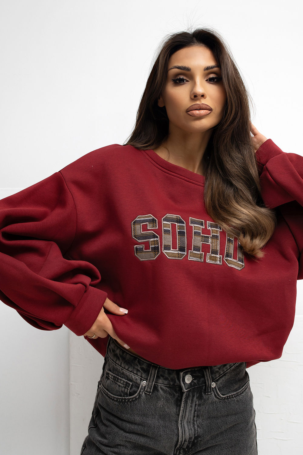 Bluza Damska Model RV-BL-A1040.03 Bordo - Rue Paris