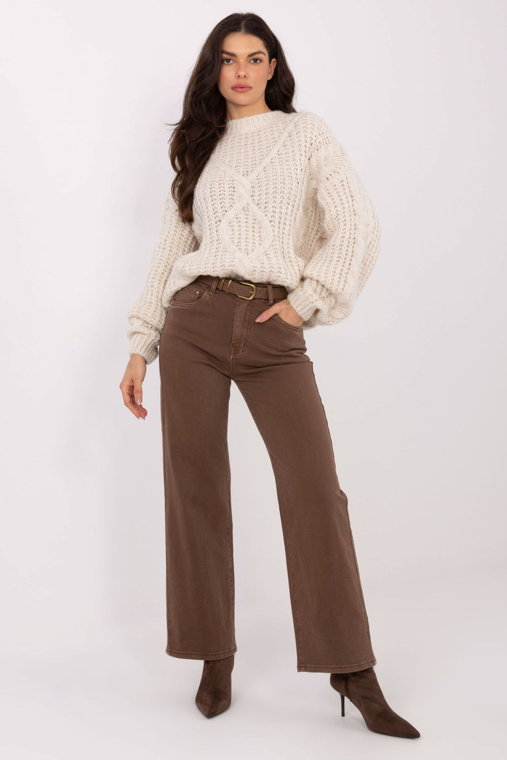 Spodnie Jeansy Damskie Model VM-SP-BQ9621-76.68 Brown - Factory Price