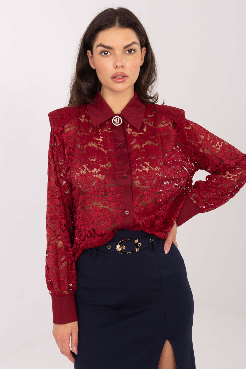Koszula Damska Model IT-KS-21999.50 Bordo - Italy Moda