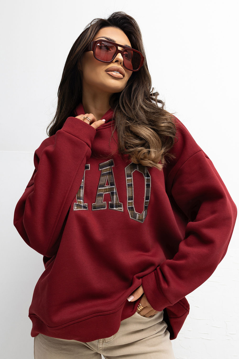 Bluza Damska Model RV-BL-A1039.22 Bordo - Rue Paris